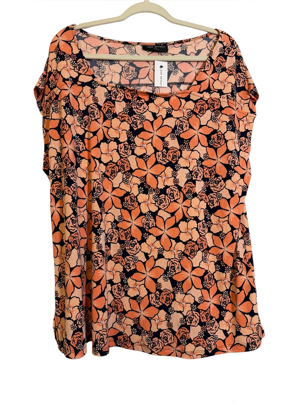NWT Lane Bryant Dolman Short-Sleeve Square-Neck Top, Coral, size 14/16